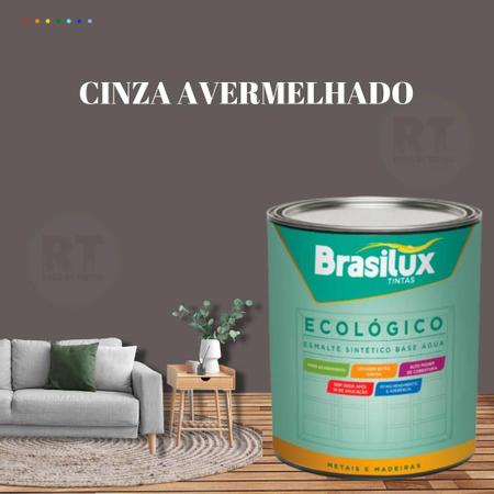 Imagem de Esmalte Sintético Brasilux Base Água Ecologico Cor Cinza 800ML Brilhante