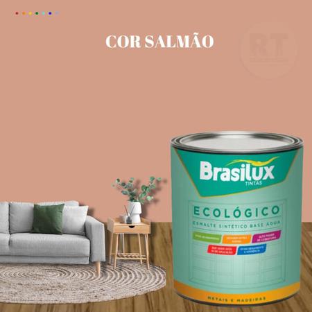 Imagem de Esmalte Sintético Brasilux Base Água Ecologico Cor Laranja 800ML Brilhante