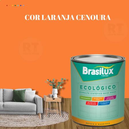 Imagem de Esmalte Sintético Brasilux Base Água Ecologico Cor Laranja 800ML Brilhante