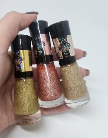 Imagem de Esmalte Top Beauty Coleção 3D 3 unid - Vermelho, Dourado, Nude