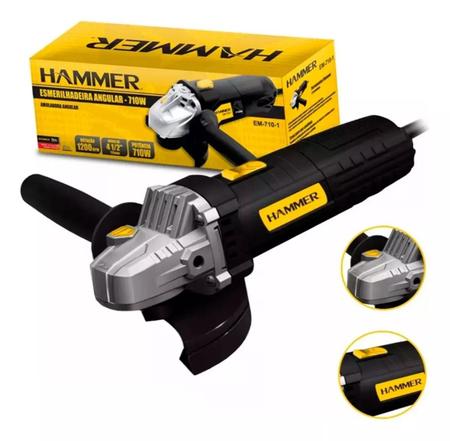 Imagem de Esmerilhadeira angular Hammer GYEM7101 60Hz 710 Watts preto e amarelo 127V 