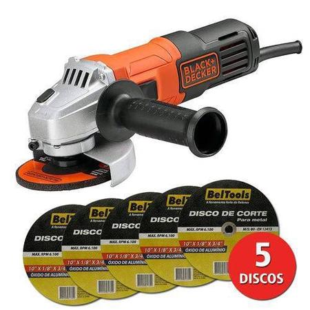 Imagem de Esmerilhadeira Angular Lixadeira Potente 4.1/2 650w 110v Black+Decker Com 5 Discos