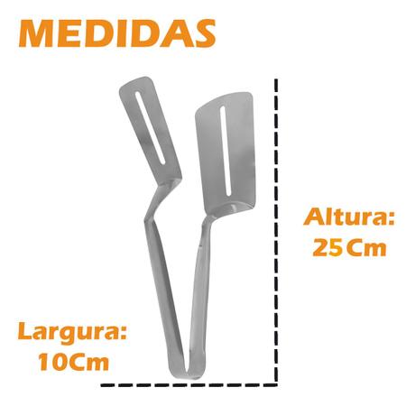 Imagem de Espátula Pegadora Multiuso De Churrasco Macarrão Massas Carne Salada Pinça Culinária Em Aço Inox Utensílio