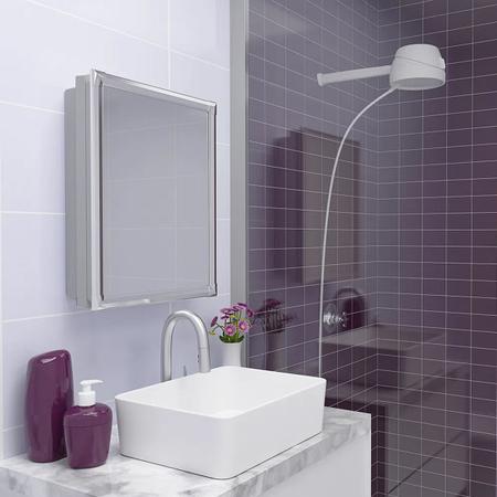 Imagem de Espelheira Armário para Banheiro com Espelho Embutir ou Sobrepor 36x45cm Astra Perfil de Alumínio