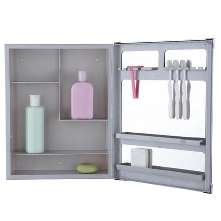 Imagem de Espelheira Armário para Banheiro com Espelho Embutir ou Sobrepor 36x45cm Astra Perfil de Alumínio