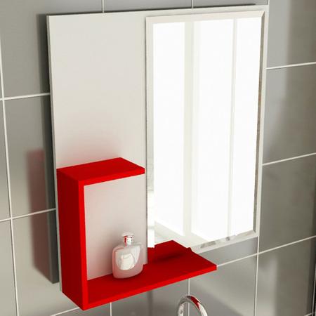 Imagem de Espelheira de Banheiro 23 Quadrada 60 cm Branco & Vermelho