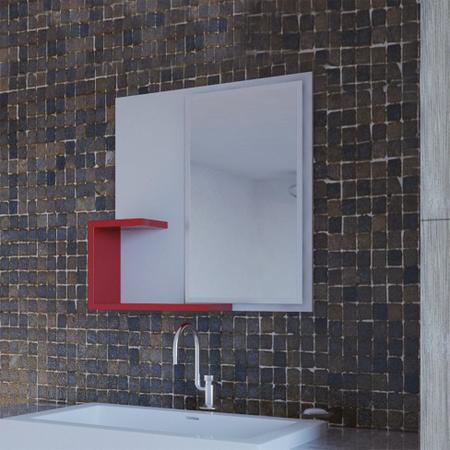 Imagem de Espelheira de Banheiro 23 Quadrada 60 cm Branco & Vermelho