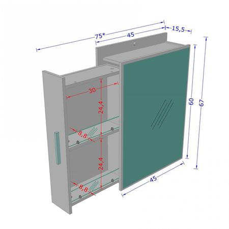 Imagem de Espelheira para Banheiro 1 Porta Lateral Deslizante Napoli Móveis Bechara Branco