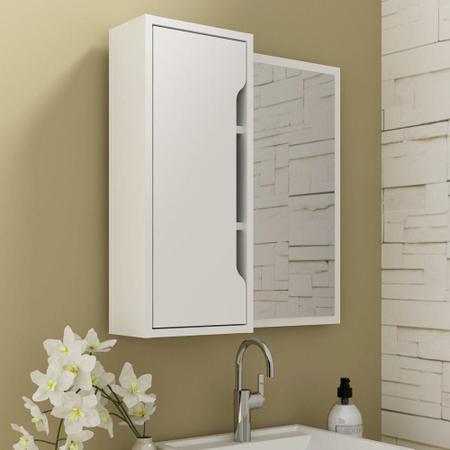 Espelheira para Banheiro 1 Porta Tecno Mobili BN3648 Branco - Tecnomobili Imagem de Espelheira para Banheiro 1 Porta Tecno Mobili BN3648 Branco