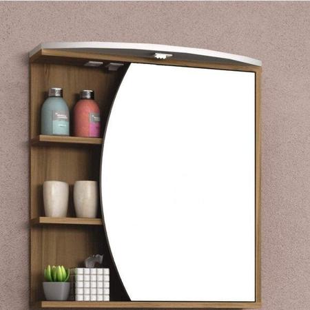 Imagem de Espelheira para Banheiro com LED 1 Porta 3 Prateleiras Duna Móveis Bosi