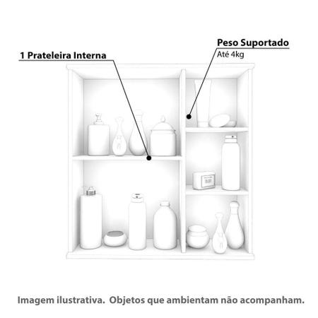 Imagem de Espelheira para Banheiro Treviso com 1 Porta e 3 Nichos - Branco