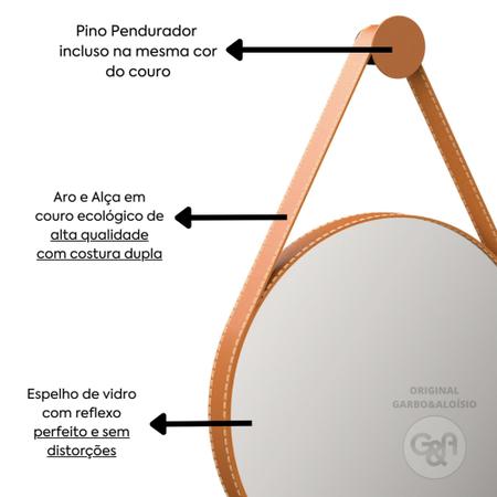 Imagem de Espelho Adnet Com Iluminação LED 4000K 62cm + Pino Pendurador - Mostarda - Garbo&Aloísio