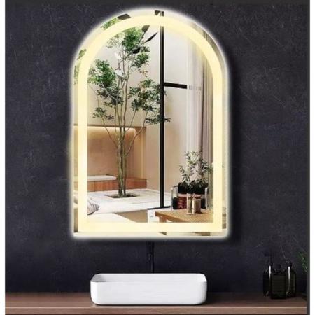 Imagem de Espelho Arco Janelinha Iluminado Com Led quente capela- 80x100cm janela botão touch dimerizavel quarto sala