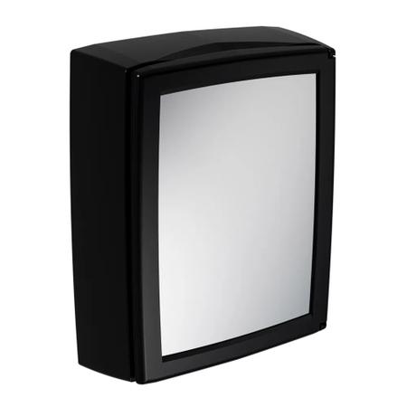 Imagem de Espelho Com Armarinho Preto De Soprepor Para Banheiro