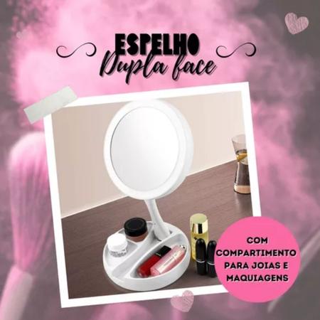 Imagem de Espelho com Led Recarregável Usb Meninas Maquiagem Original