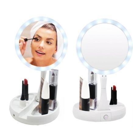 Espelho De Aumento Para Maquiagem Com Luz Led USB ou Pilha Mesa Dobrável  Organizador - Espelho para Maquiagem / de Aumento - Magazine Luiza