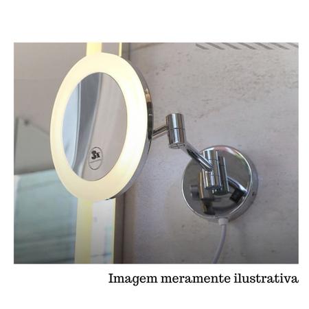 Imagem de Espelho de Aumento Redondo de Parede com Luz - Cromado -  E6510 - Italy Line