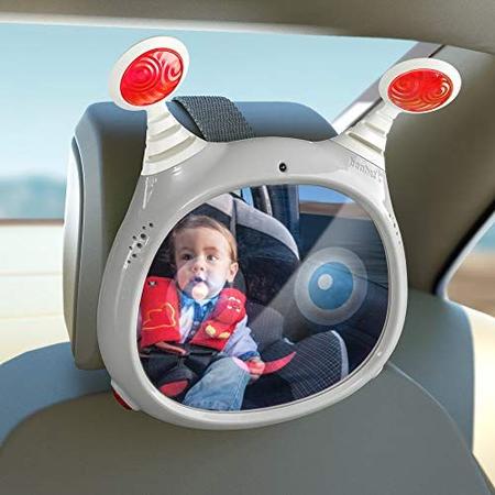 Imagem de Espelho de carro bebê oly ativo  espelho de apoio traseiro à prova de quebra entreter, acalmar e mantém o bebê visível  10 x 11,7 x 3,1 In. Espelho de encosto ajustável com controle remoto por Benbat, Gray