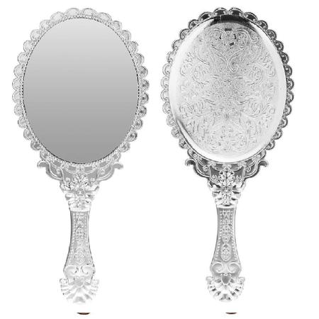 Imagem de Espelho de Mão Provençal Princesas - Prata 25,5x11,5cm