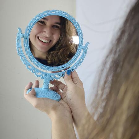 Imagem de Espelho de Mesa Duplo Princesa Bancada Maquiagem Penteadeira Beleza Banheiro Cabelo Penteado Decoraçao Vintage