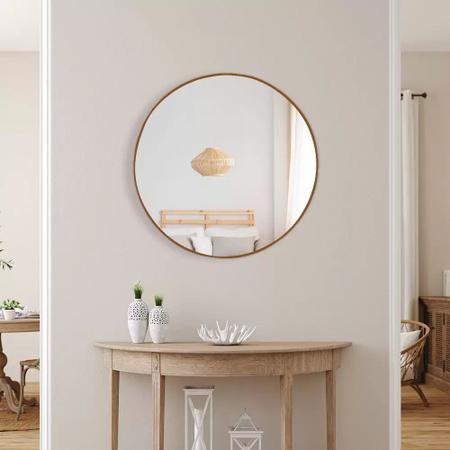 Imagem de Espelho de Parede Redondo Decorativo 60cm com Acabamento Ecológico