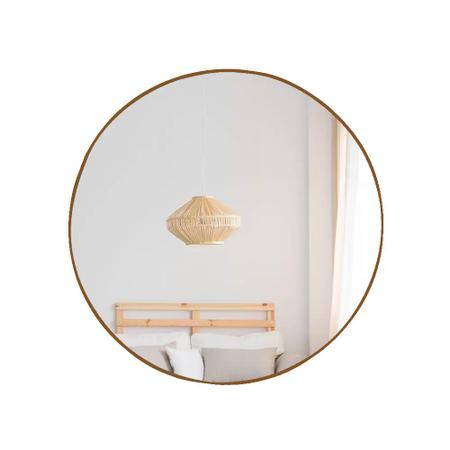 Imagem de Espelho de Parede Redondo Decorativo 60cm com Acabamento Ecológico