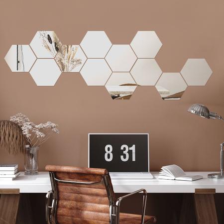 Imagem de Espelho Decorativo Colmeia Hexagonal