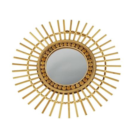 Imagem de Espelho Decorativo de Parede Redondo -  Bambu Formato Sol