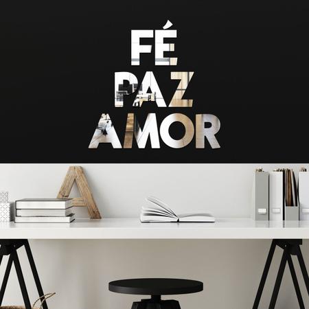 Imagem de Espelho Decorativo Fé Paz Amor Prata