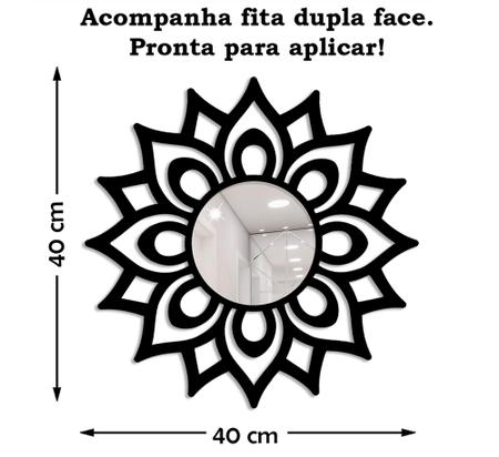 Imagem de Espelho Decorativo Mandala Florada Preta 40cm