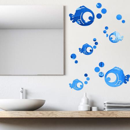 Imagem de Espelho Decorativo Peixinhos Azul