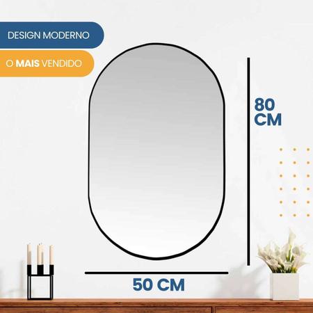 Imagem de Espelho Decorativo Pílula Ovalado 50x80cm Sala Lavabo Quarto
