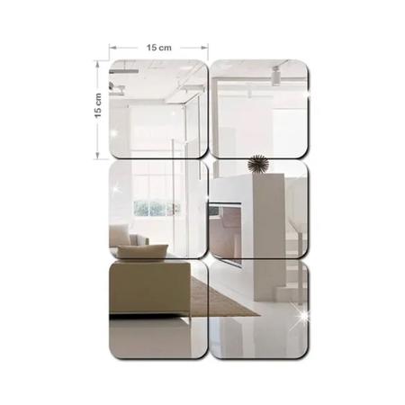 Imagem de Espelho Decorativo Quadrado Em Acrílico 12 Quadrados 15x15cm