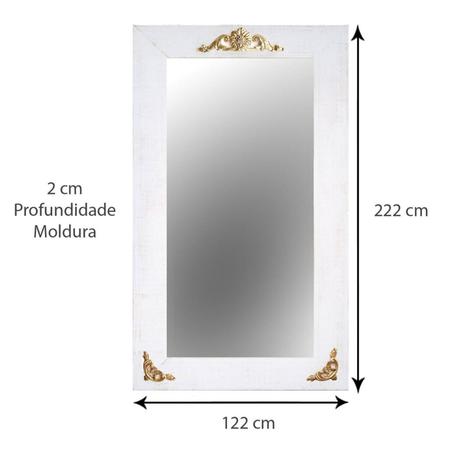 Imagem de Espelho e Moldura Rústica e Apliques Dourados 122cm x 222cm Decore Ponto