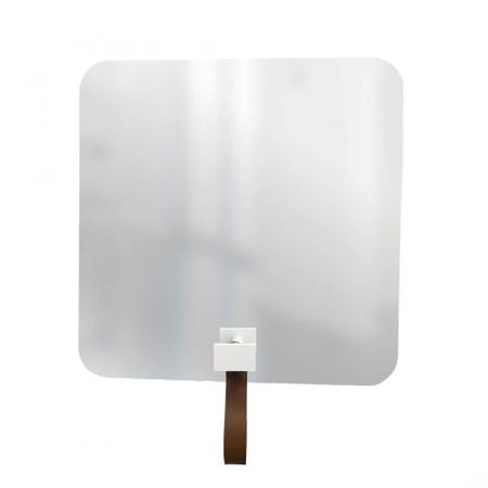 Imagem de Espelho Funcional Hook Branco Alça Caramelo 50X50 Cm Quadrado