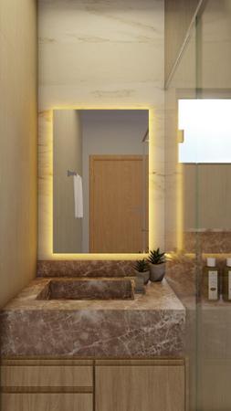 Imagem de Espelho Grande 90X60 Led Banheiro Camarim Parede Sala Salao