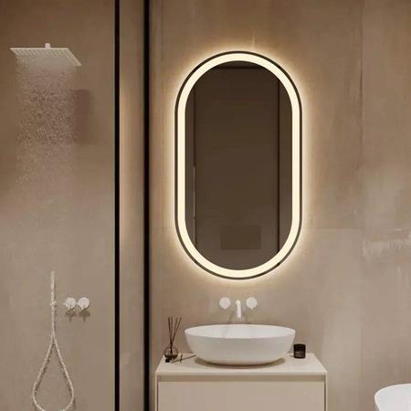 Imagem de Espelho jateado Oval Iluminado com led quente - 60x150cm