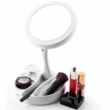 Imagem de Espelho Led Duplo Lente Aumento Articulado Maquiagem Redondo