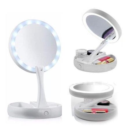 Espelho Maquiagem Mesa Luz Led Portátil Com Porta Maquiagem – sempre premium