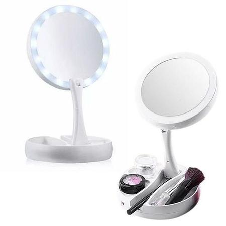 Imagem de Espelho Maquiagem Luz Led Amplia 10X Dobravel Maquiagem