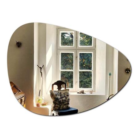 Imagem de Espelho Organico Decorativo De Parede Lapidado 60 X 45 Cm De Vidro Prata Para Banheiro