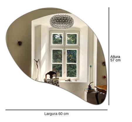 Imagem de Espelho Organico Decorativo De Parede Lapidado 60 X 56 Cm De Vidro Prata Para Banheiro