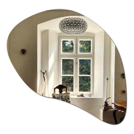Imagem de Espelho Organico Decorativo De Parede Lapidado 60 X 56 Cm De Vidro Prata Para Banheiro