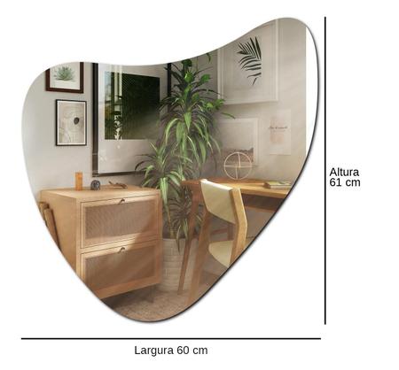 Imagem de Espelho Organico Decorativo De Parede Lapidado 60 X 60 Cm De Vidro Prata Para Banheiro