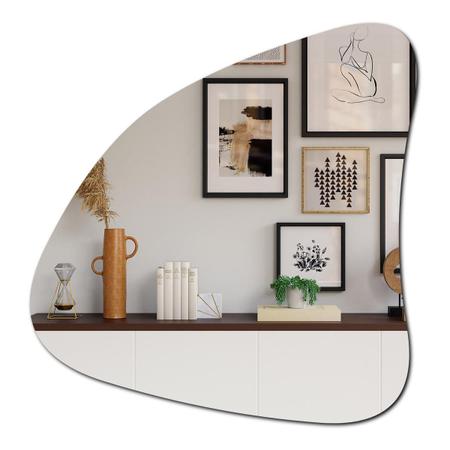 Imagem de Espelho Organico Decorativo De Parede Lapidado 62 X 60 Cm De Vidro Prata Para Banheiro
