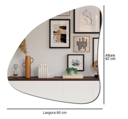 Imagem de Espelho Organico Decorativo De Parede Lapidado 62 X 60 Cm De Vidro Prata Para Banheiro