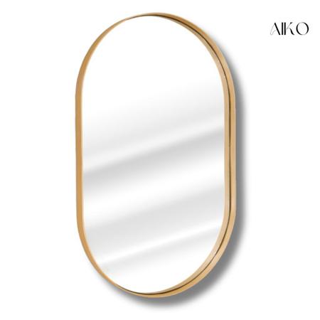 Imagem de Espelho oval grande decoração 80x50 p/ salas quartos - moldura de metal em várias cores