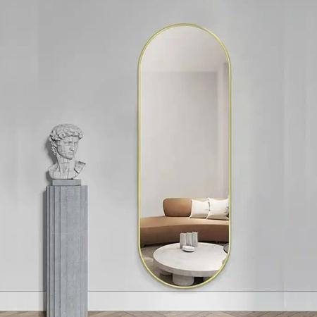 Imagem de Espelho Oval Moldura Decorativo Sala Quarto Hall 100x30 Grande