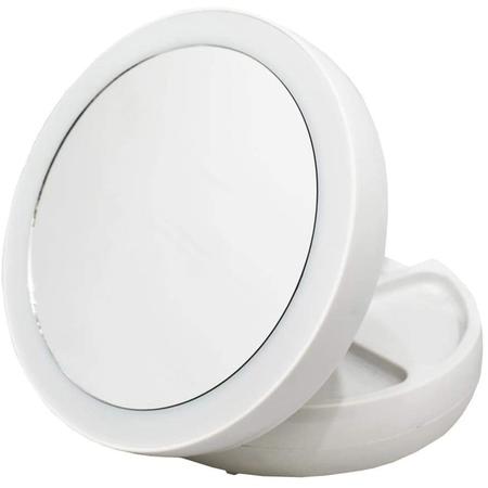 Imagem de Espelho Para Maquiagem com Aumento 10x Dupla Luz Led - Organizador
