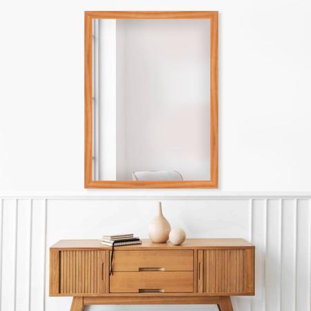 Imagem de Espelho para Sala Moldura Madeira Maciça Retangular 100cmx50cm Decore Pronto